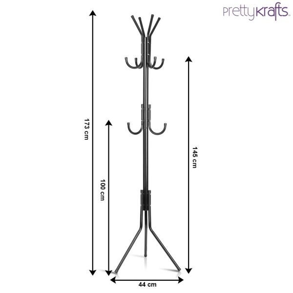 6 Hook Coat Hanger Clothes Stand Hanging Pole Wrought Iron Rack Standing Shelf Unit For Home, Bedroom Space - Image 3