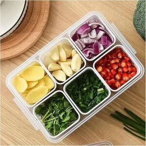 Food Storage Box With Lid And 6 Compartments