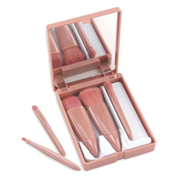 5 In 1 Makeup Brush Set With Mirror Case - Image 3