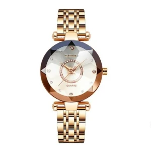 Diamond Shape Multi Colour Dial And Rose Gold Strap Watch For Womens And Girls
