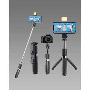 Extendable Flash 3 In 1 Selfie Stick Tripod With Bluetooth Remote