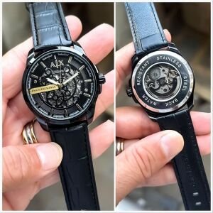 Armani Exchange Watch Full Black Leather For Men (SUP1209)