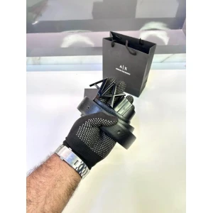 Comfortable Armani Exchange Belt New Black Silver For Men (SW207)