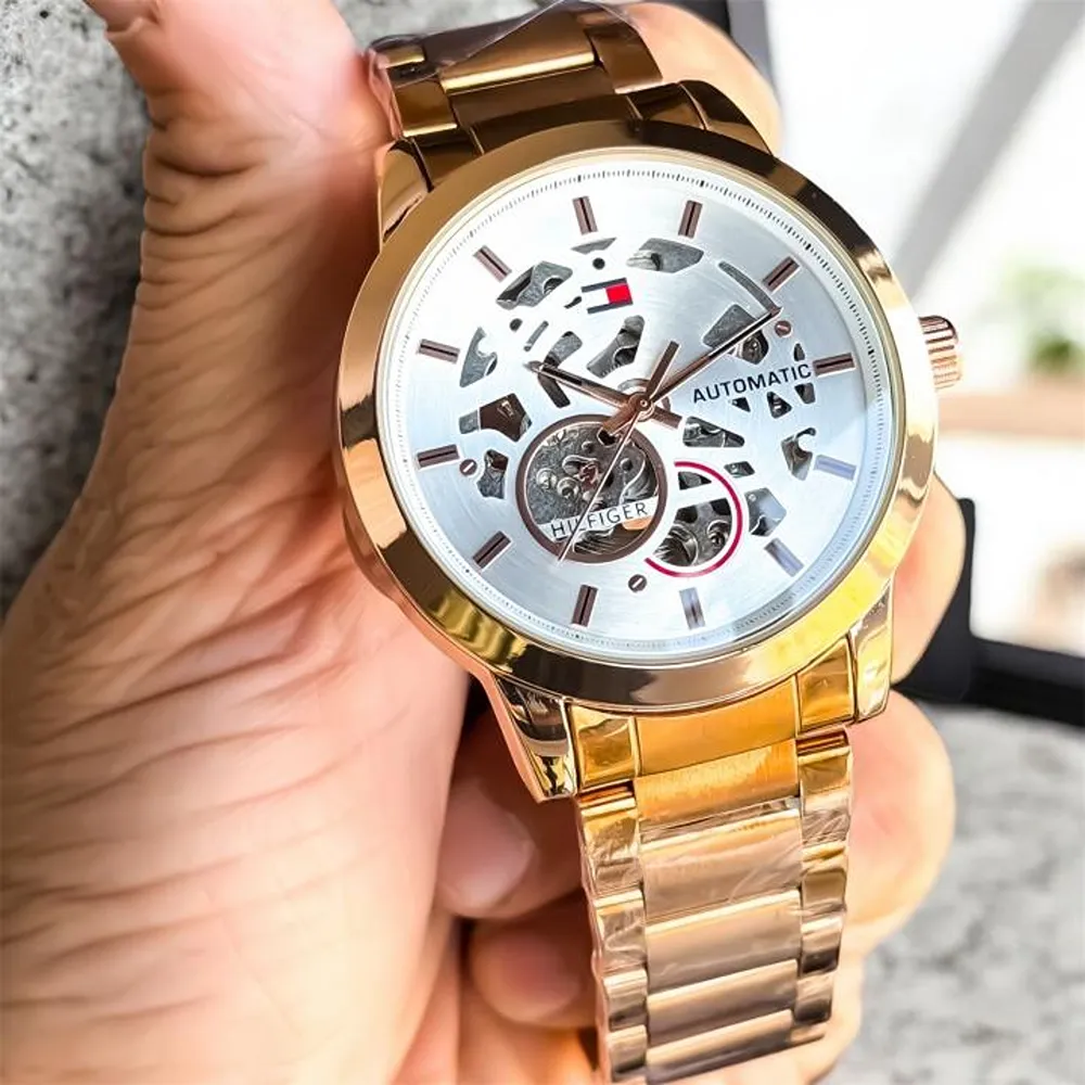 Luxury Tommy Auto Watch Rose White For Men (SW409) - Image 2