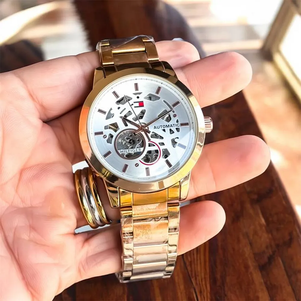 Luxury Tommy Auto Watch Rose White For Men (SW409) - Image 3