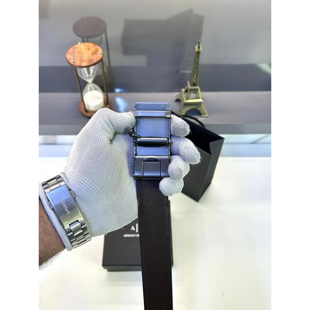 Comfortable Armani Exchange Belt Auto Lock Black Silver For Men (SW222) - Image 2