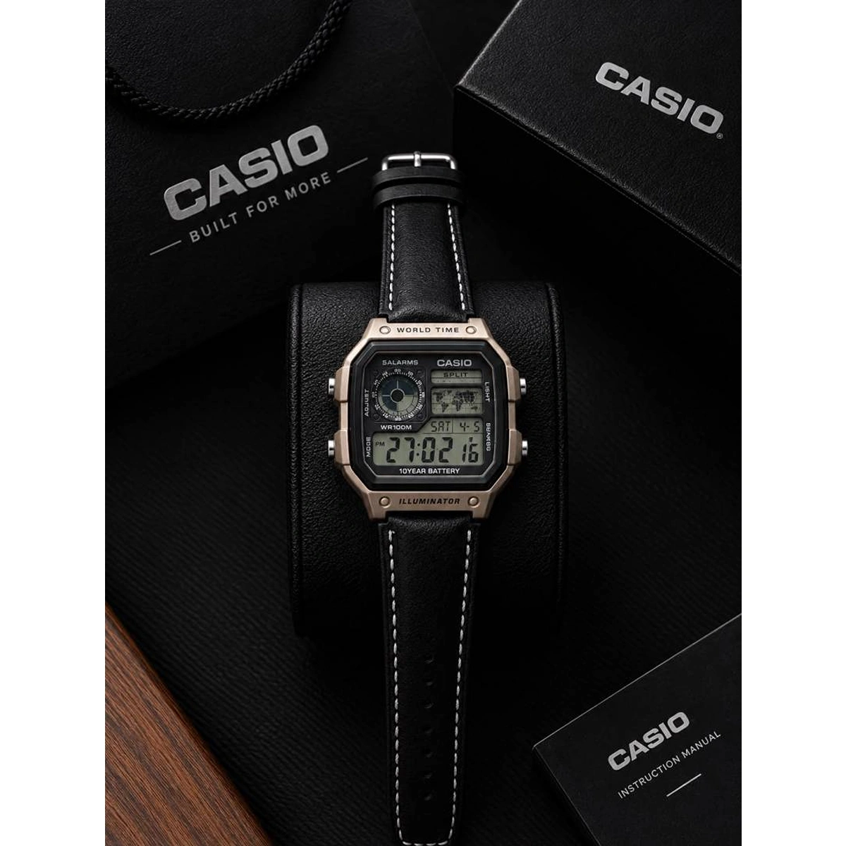 Premium Casio AE1200 Watch World Time Illuminator Metal Body For Men (SOS30) - Image 2