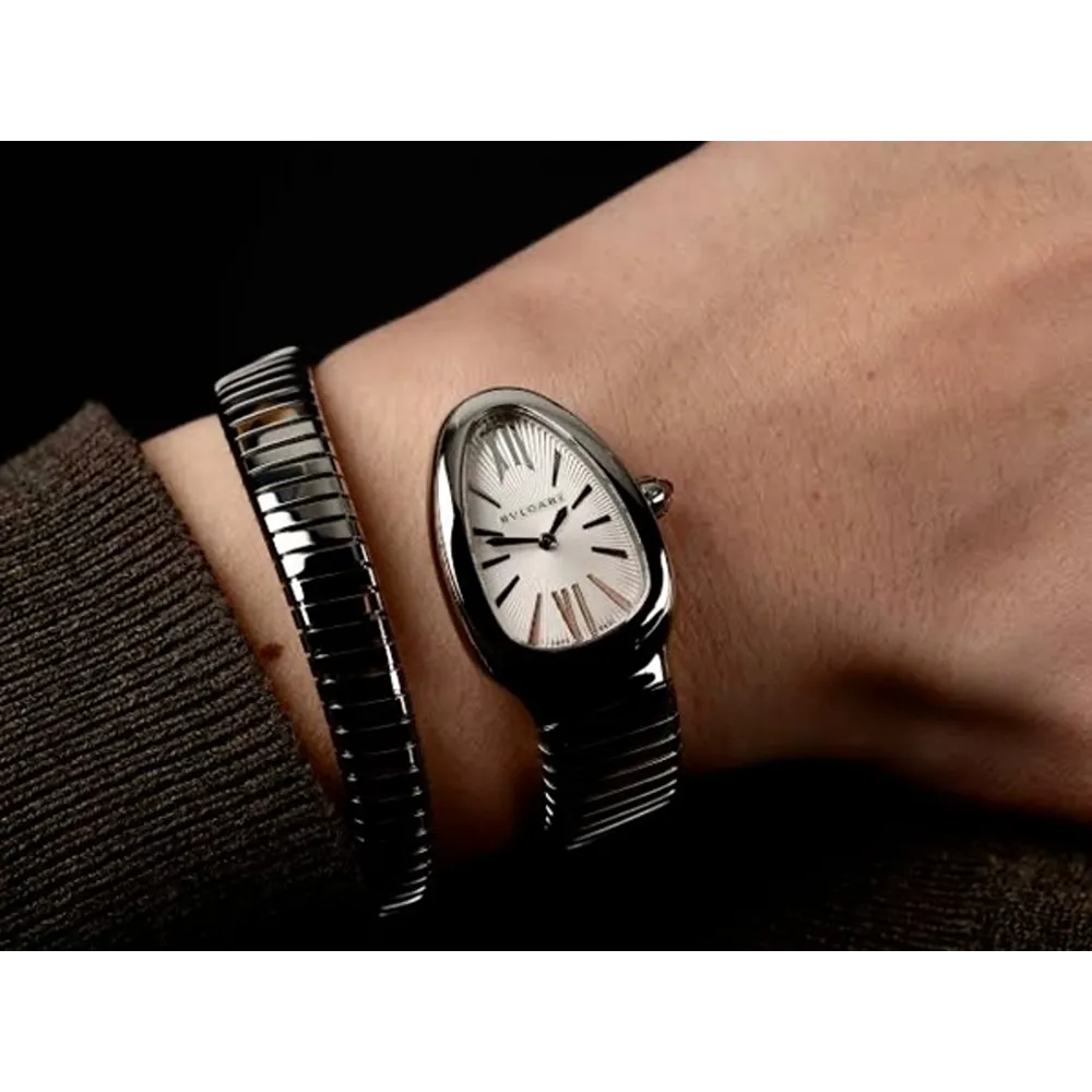 Bvlgari Watch Serpenti Tubogas Full Black White Dial For Women (SW490)