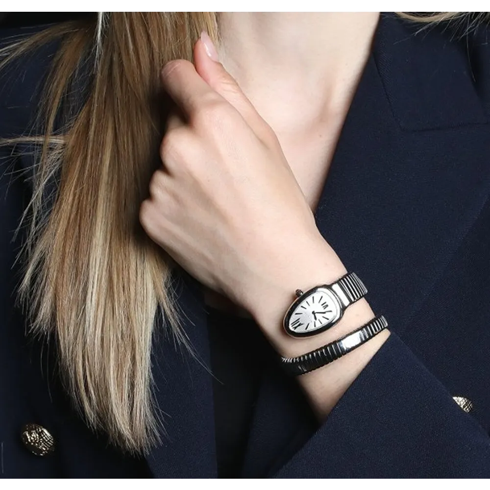 Bvlgari Watch Serpenti Tubogas Full Black White Dial For Women (SW490) - Image 2