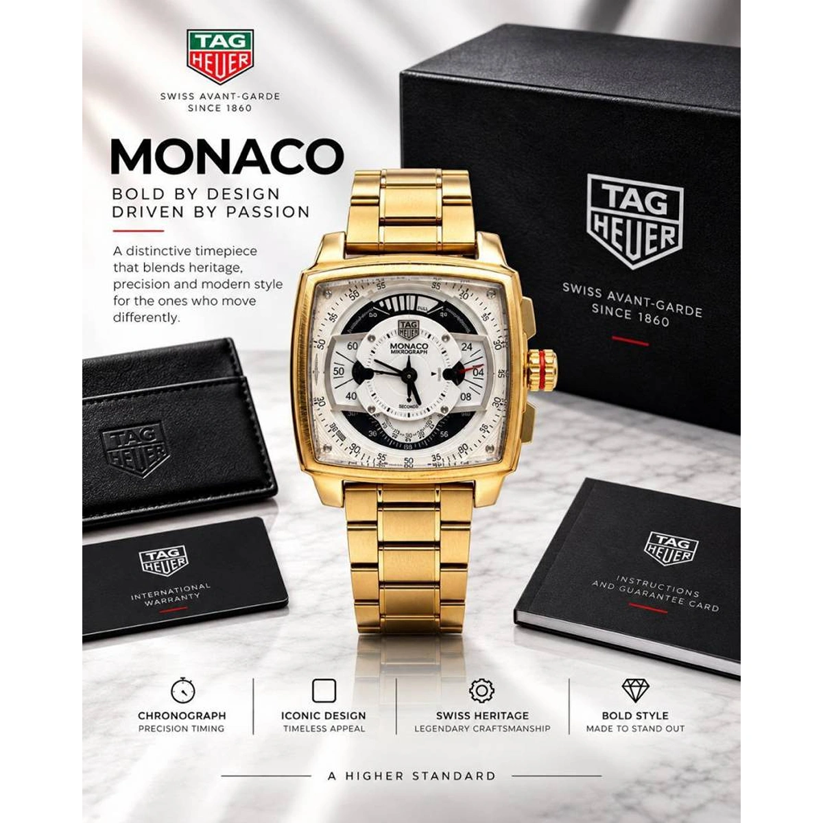 Premium Tag Heuer Watch Monaco Mikrograph Quartz Movement For Men (SOS37) - Image 2