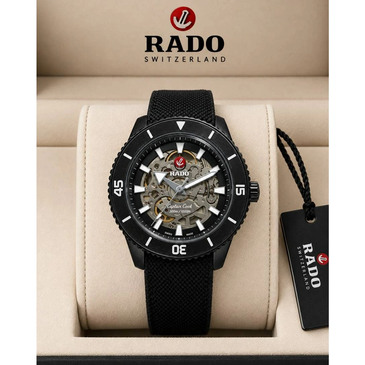Premium Rado Captain Cook Automatic Watch Black and Black Bazzle For Men (SOS51) - Image 2