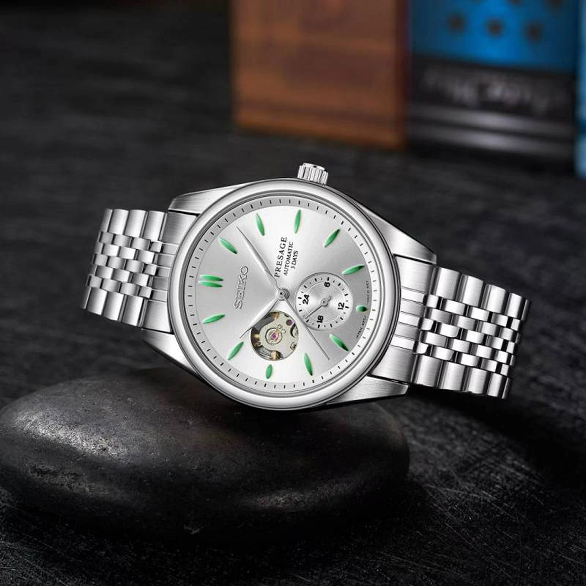 Premium Seiko Presage Watch Automatic Silver Gray Green For Men (SOS128) - Image 2