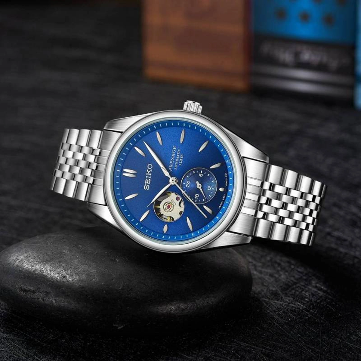 Premium Seiko Presage Watch Automatic Silver Blue For Men (SOS134) - Image 2