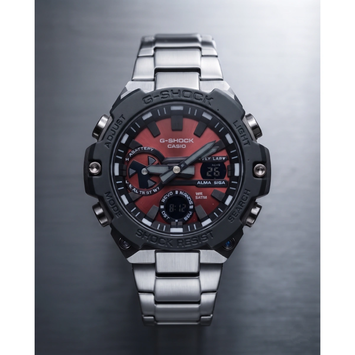 Premium Casio G Shock Watch Silver Red Black Dial For Men (SOS59) - Image 2