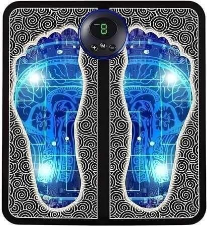 Foot Massager Feet Massage Machine ,Electronic Muscle Stimulator Massage Mat USB Rechargeable Massager (Black)