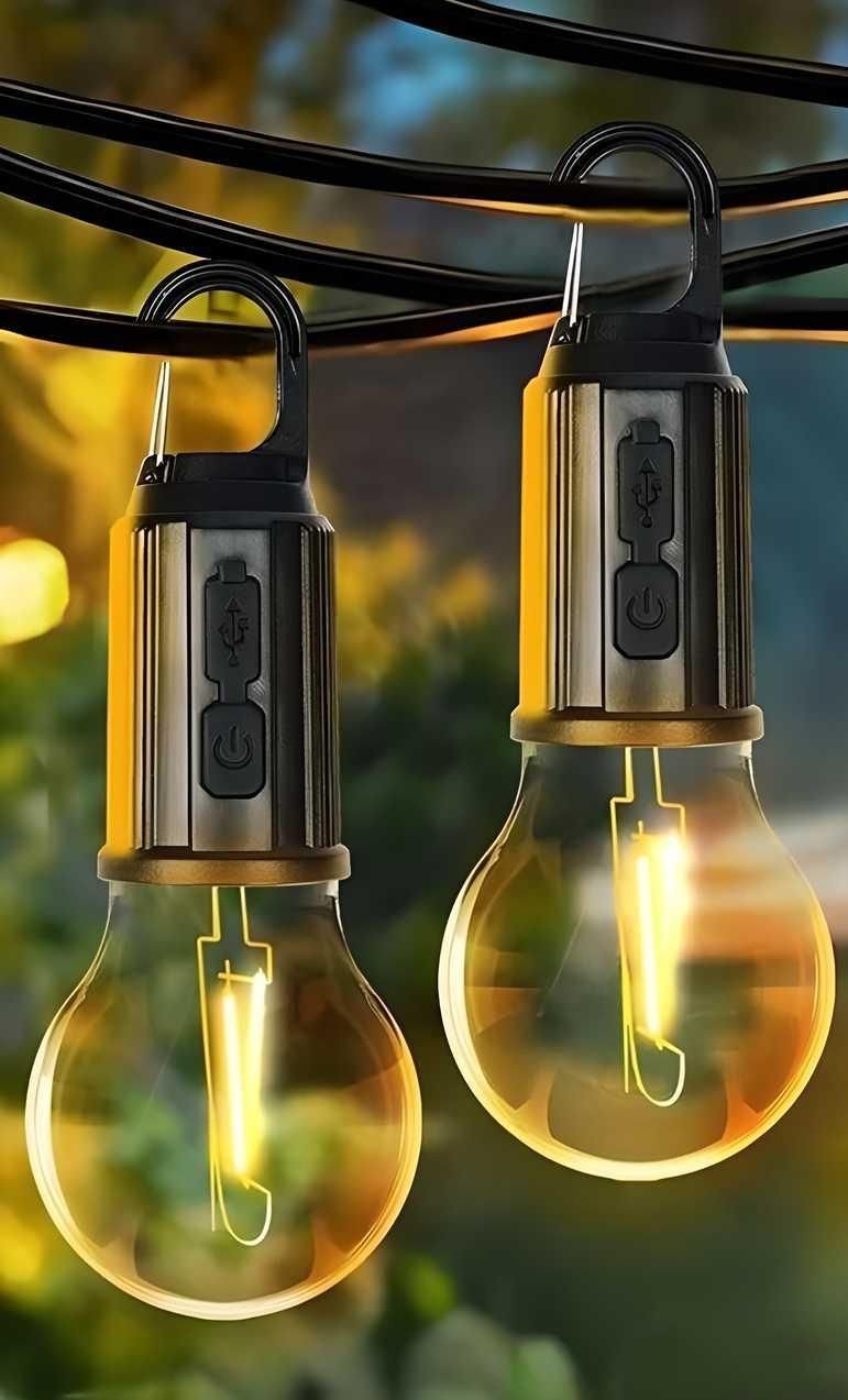 Decorative Hanging Bulb With 3 Modes Tent Lamp For Camping (Pack Of 2)
