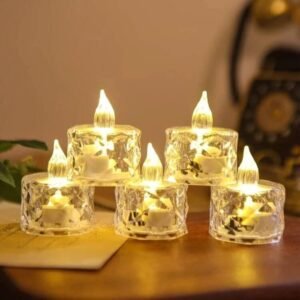 Flameless And Smokeless Decorative Crystal Candles (4 Pieces)