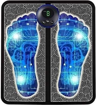 Foot Massager Feet Massage Machine ,Electronic Muscle Stimulator Massage Mat USB Rechargeable Massager (Black)