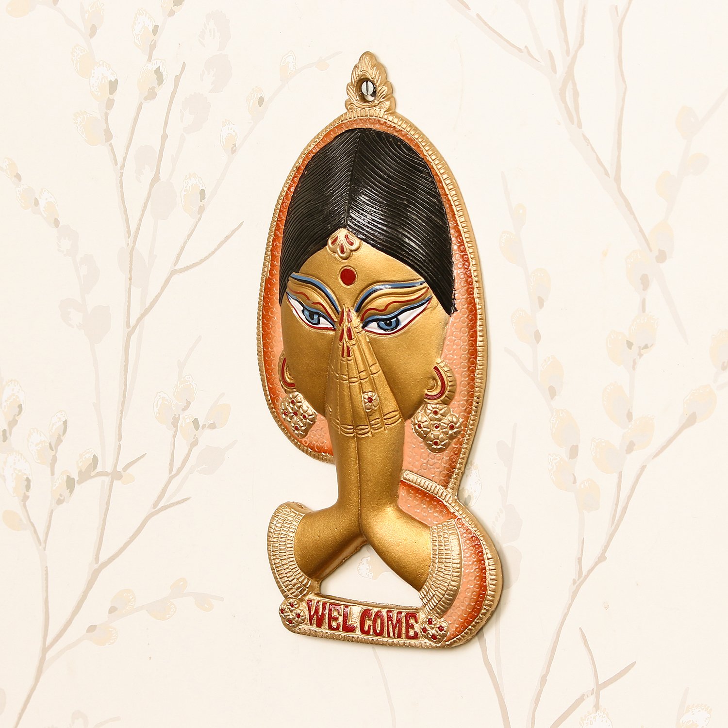 CraftIndia Welcome Lady Metal Colorful Wall Hanging - Image 2