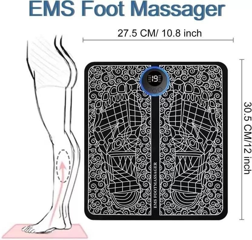 Foot Massager Feet Massage Machine ,Electronic Muscle Stimulator Massage Mat USB Rechargeable Massager (Black) - Image 2