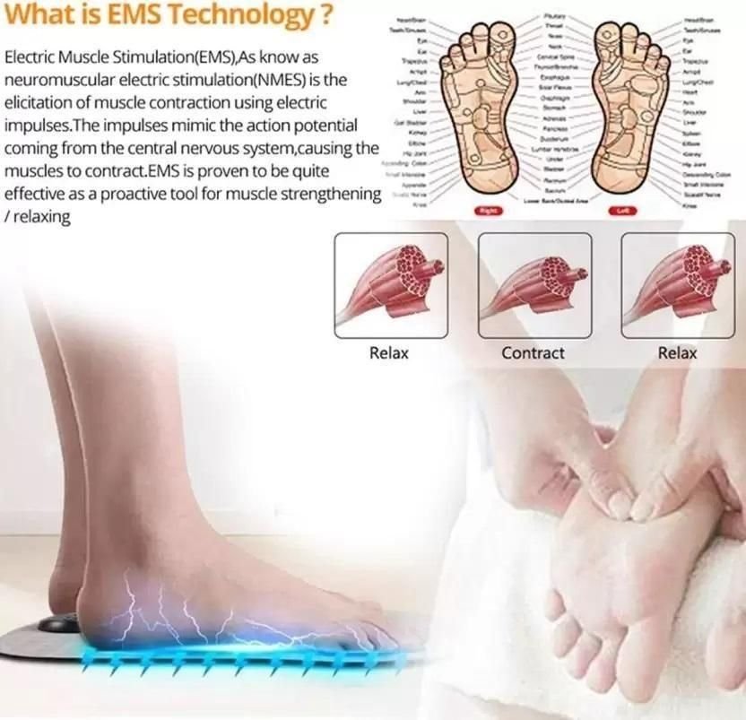 Foot Massager Feet Massage Machine ,Electronic Muscle Stimulator Massage Mat USB Rechargeable Massager (Black) - Image 2