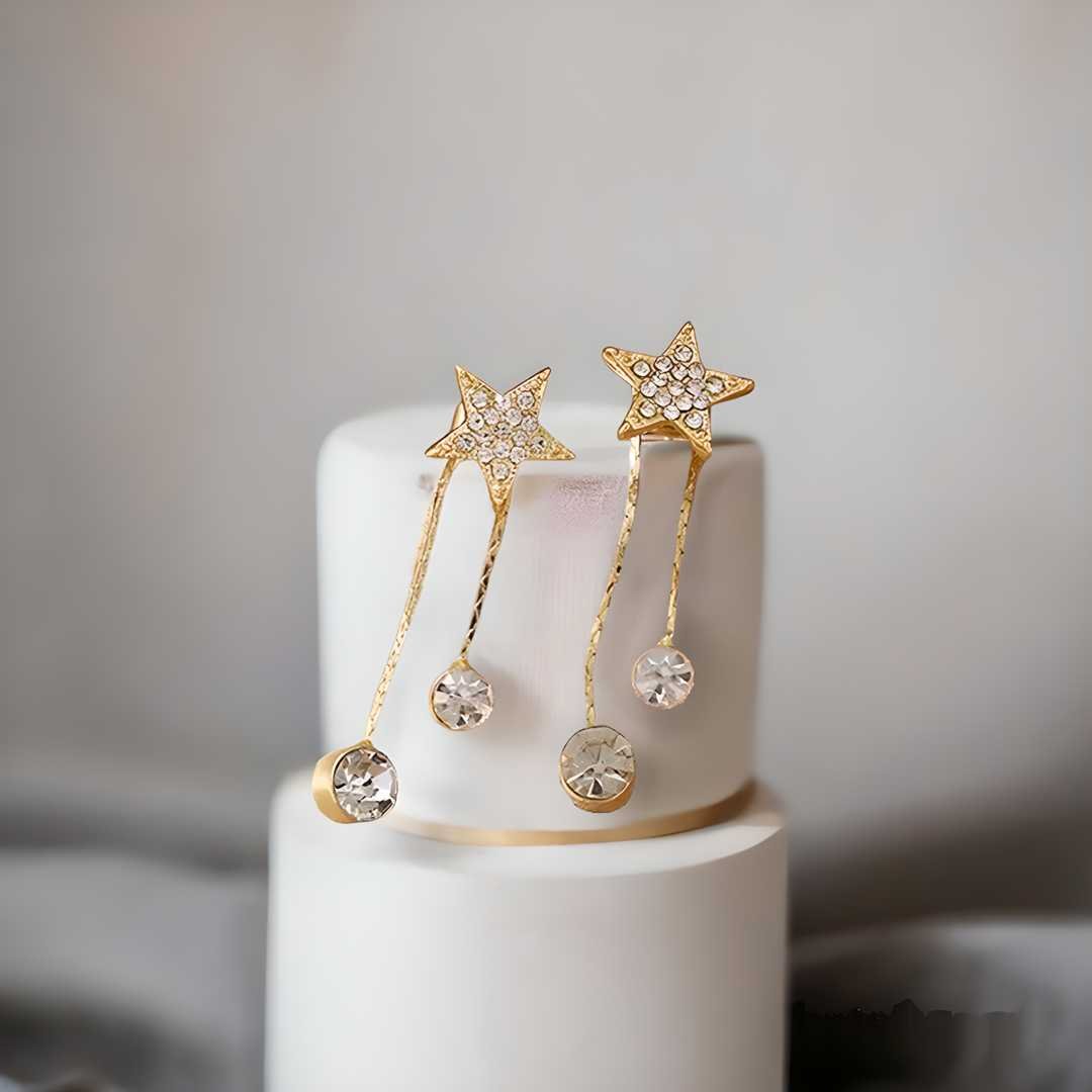 Avr Jewels Gold Plated Korean Shining Star Stud Earrings For Women And Girls