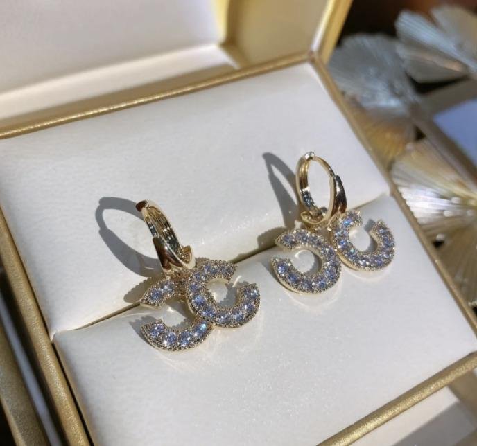 Avr Jewels Gold Plated Hoop Double C Drop Earring For Girls And Women - Image 2