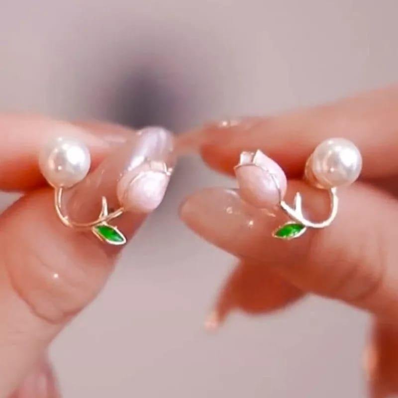 AVR JEWELS Stylish Korean Artificial Rose Stud Earrings For Women and Girls - Image 2