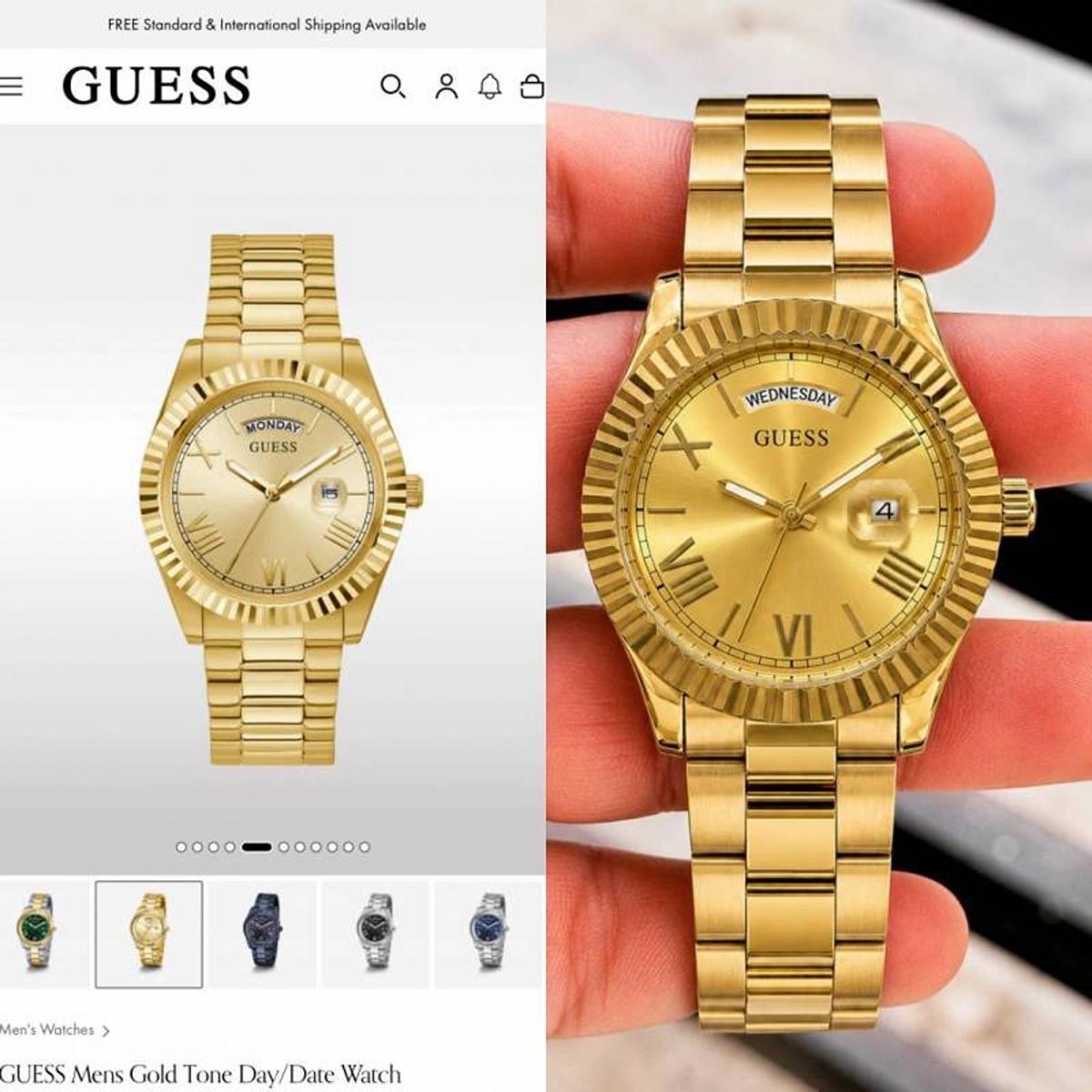 Premium Guess Day Date Watch Gold For Men (SOS67) - Image 2