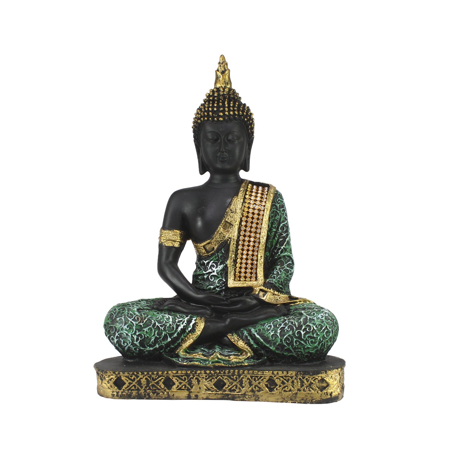 CraftIndia Green Meditating Buddha Decorative Showpiece 24 cm - Image 2