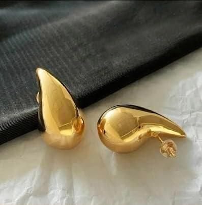 Sparkle Your Way Bottega Inspired Celebrity Style Teardrop Gold Earrings For Girls And Women - Image 2