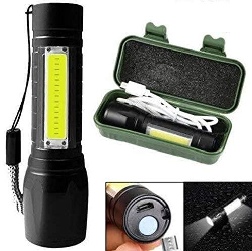 Mini Portable XPE + COB LED Tactical Flashlight with 3 Adjustable Modes & Inbuilt Rechargeable Battery for Emergency Usage