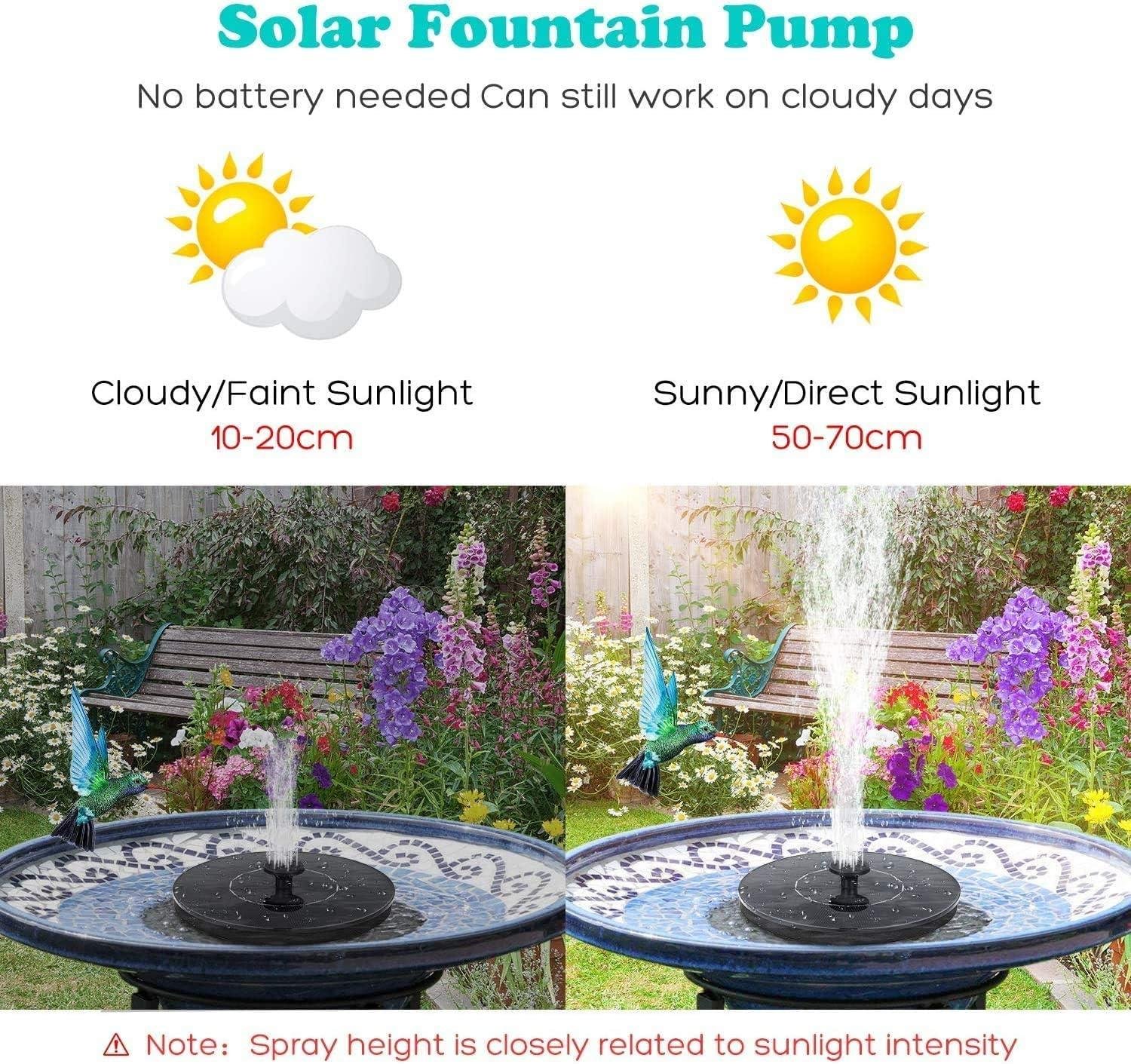 Fountain Solar Power Floating Water Pump for Pool Pond Garden and Patio Plants Round 7V 1.4W (Black) - Image 3