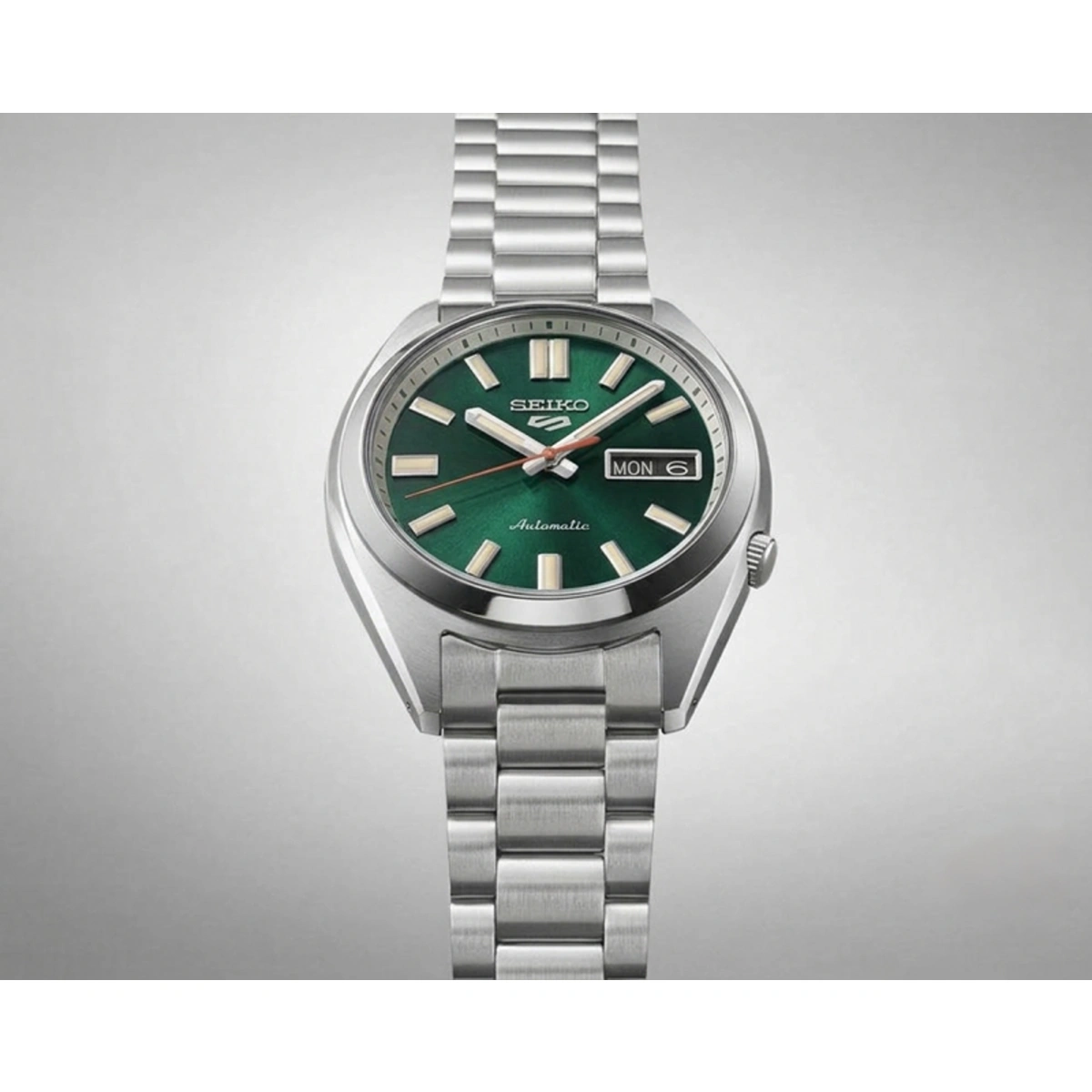 Premium Seiko Watch 5 Sports Snxs Automatic Silver Green and Red Niddle For Men (SOS71) - Image 4