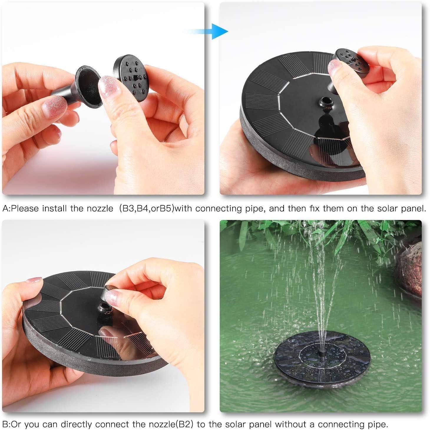 Fountain Solar Power Floating Water Pump for Pool Pond Garden and Patio Plants Round 7V 1.4W (Black) - Image 4