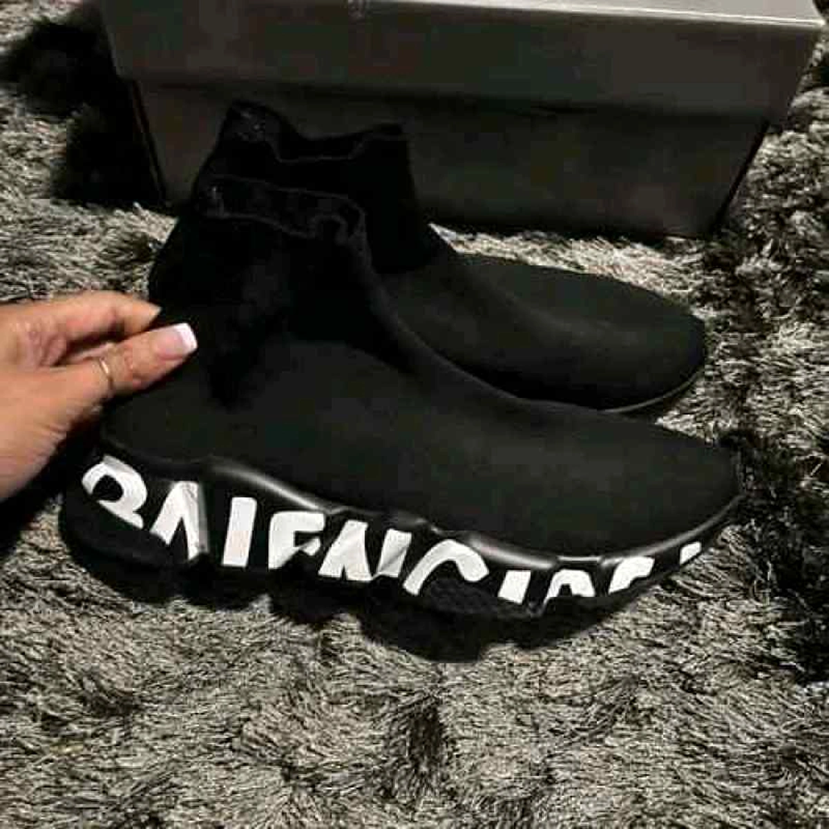 Premium Balenciaga Speed Runners Graffiti Shoes Black For Men (SOS166) - Image 3