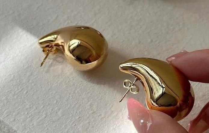 Sparkle Your Way Bottega Inspired Celebrity Style Teardrop Gold Earrings For Girls And Women - Image 3