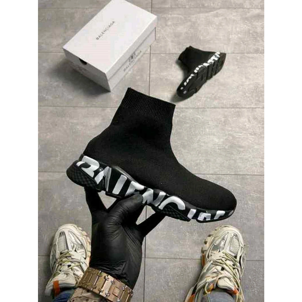 Premium Balenciaga Speed Runners Graffiti Shoes Black For Men (SOS166) - Image 4