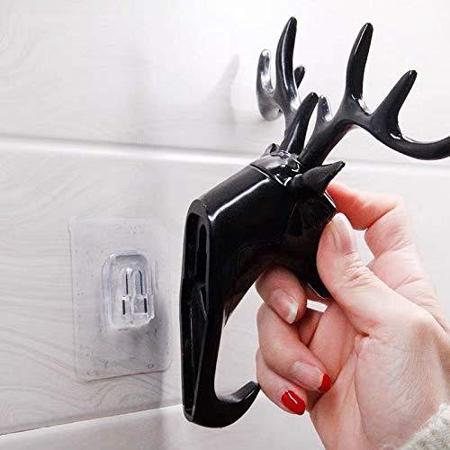 Abs Plastic Deer Head Self Adhesive Wall Door Decorative Hooks For Coats, Bag, Keys (Pack Of 2) - Image 2