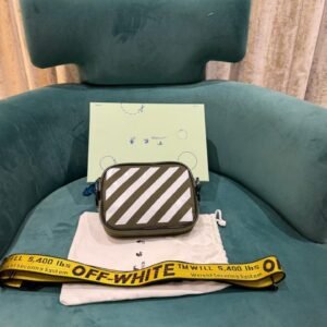 Off White Binder Nylon Small Crossbody Bag For Women (LAB960)