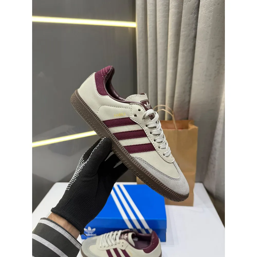 Adidas Samba Wonder White Maroon Shoes For Men (LAB974) - Image 2