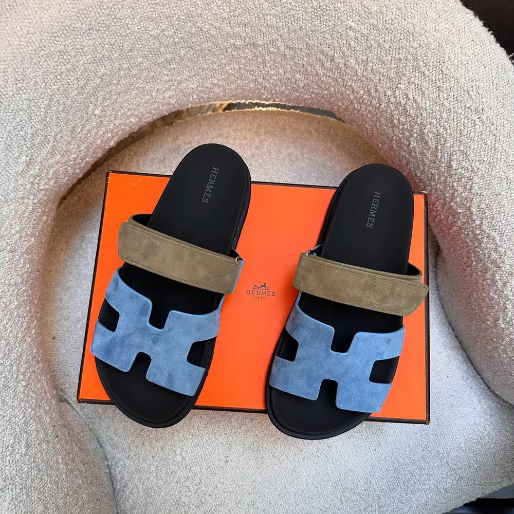 Stylish Hermes Chypre Sandal Black Blue For Men (LAB1069)