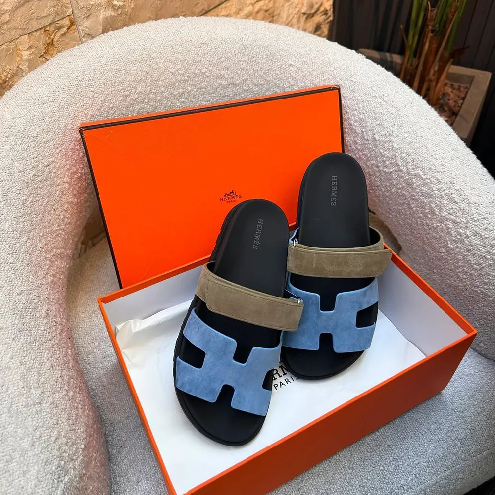 Stylish Hermes Chypre Sandal Black Blue For Men (LAB1069) - Image 2