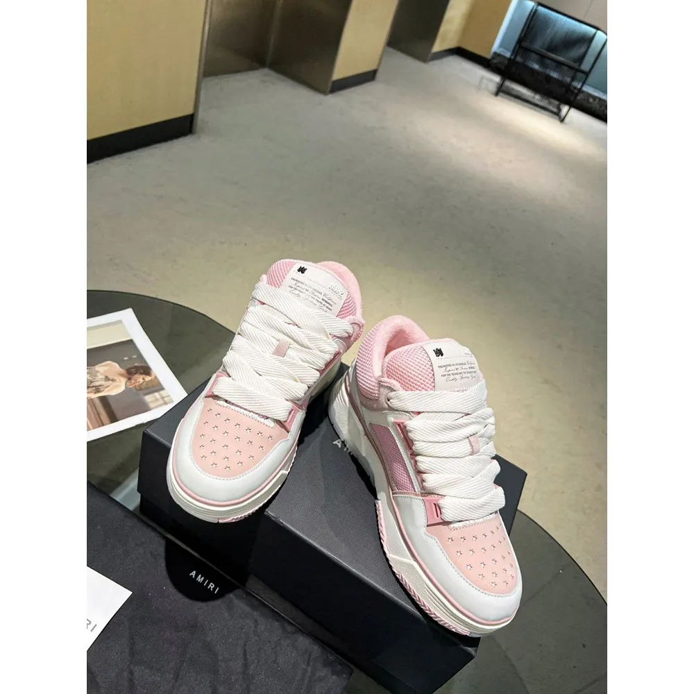Stylish Amiri Ma-1 Rose Pink White Shoes For Women (LAB1226) - Image 3