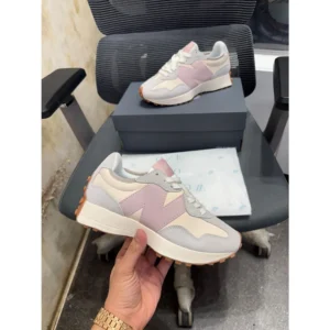 Stylish New Balance 327 Grey Pink Shoes For Women (LAB1227)